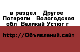  в раздел : Другое » Потеряли . Вологодская обл.,Великий Устюг г.